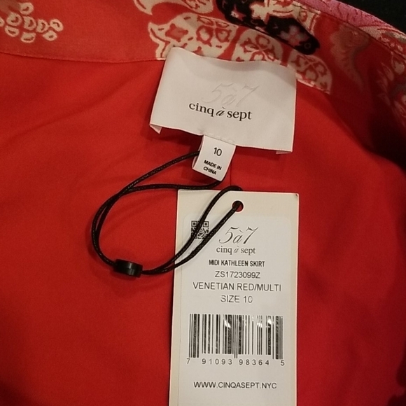 💕CINQ A SEPT💕 Midi Kathleen Skirt ~ Venetian Red - Picture 16 of 16